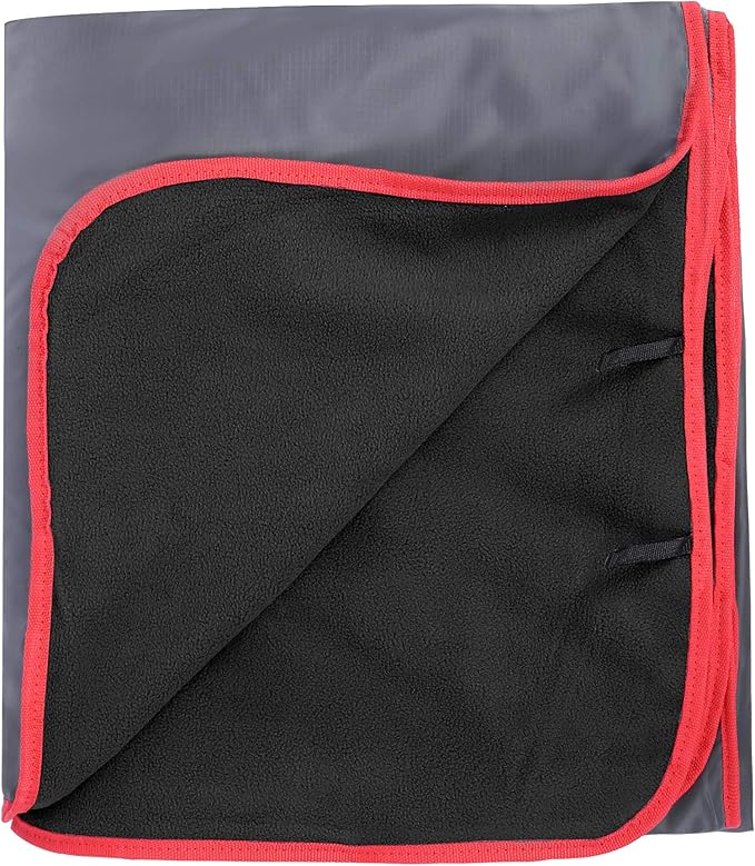 REDCAMP Large Waterproof Stadium Blanket for Cold Weather, Soft Warm Fleece Camping Blanket Windproof for Outdoor Sports, Blue/Red (Outer Grey/Inner Black)