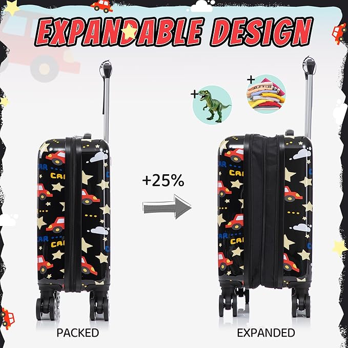 Rosamo Kid’s Luggage Set 6 Piece Suitcase Set 16’’ Hardside Luggage with Spinner Wheels Girls Boys Carry on Luggage Travel Rolling Luggage Airline Approved