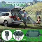 Nice C Double Padded Camping Chair, Oversized Loveseat Camping Chair, Outdoor Camping Couch for Adults, Lawn Chairs, Extra Padded, with Cup Holder, Cooler Bag, Bottle Opener (Green)