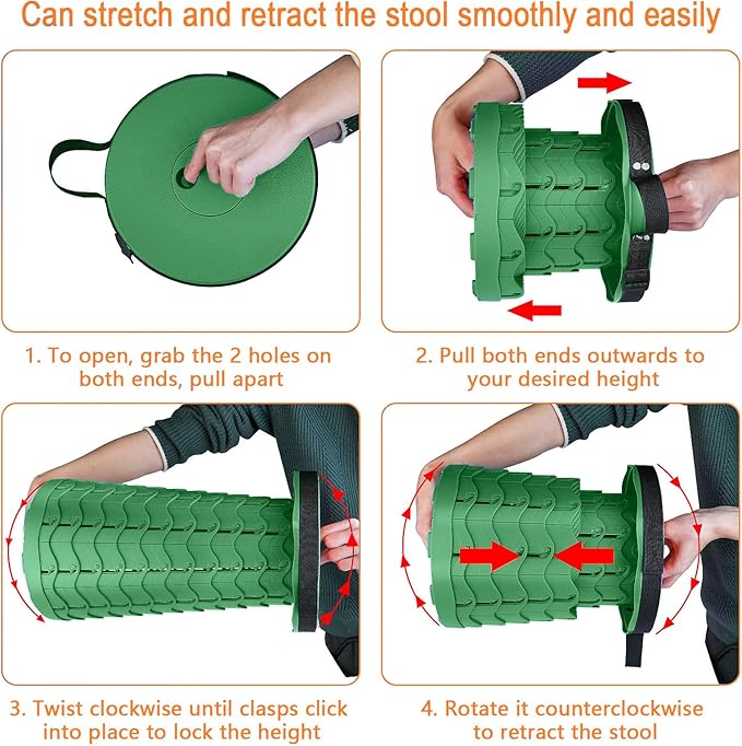 Boreeman Upgraded Folding Stool Lightweight Yet More Sturdy with Load Capacity 400lbs Portable Collapsible Stool for Camping Fishing Hiking BBQ (Army Green)