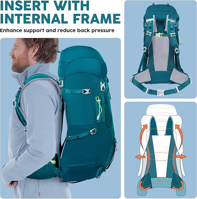 N NEVO RHINO Internal Frame Hiking Backpack 50/60/65/70/80L, Mountain Climbing Camping Backpack Daypack Waterproof Rain Cover