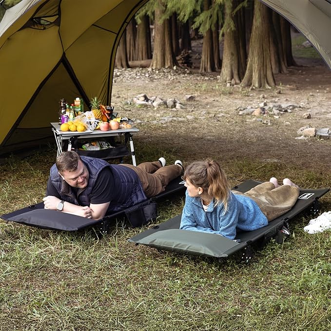 Portable Camping Cot, Sleeping Cots for Adults, Ultralight Backpacking Cot, Compact, Collapsible, Easy Set-Up, Supports 500lbs, Lightweight Camp Cot for Adults, Camping, Outdoors and Home