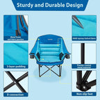 Oversized Camping Chair, Portable Folding Camping Chairs with Side Pocket, Cup Holder and Carry Bag, Heavy Duty Outdoor Camping Chairs for Adults, Fishing, Sports, Trip, up to 400lbs, Style 1