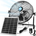 14 Inch Solar Panel Powered Fan, 2 in 1 Solar Panel or AC Charger Powered Fan 12W 9V Portable for Chicken Coop Greenhouse Household Exhaust Camping Travel Outdoor(Black)