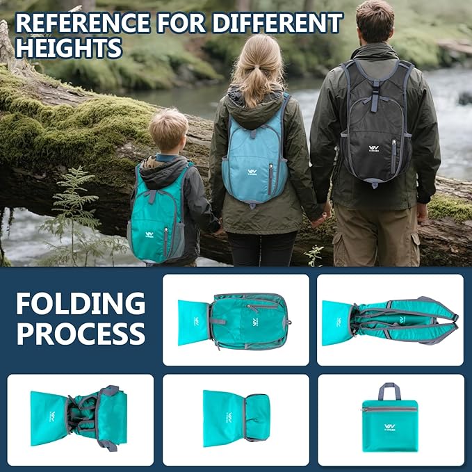 15L Hiking Backpack - Small Lightweight Packable Daypack Travel Outdoor Foldable Shoulder Bag Camping Hiking Backpack for Women Men - Green