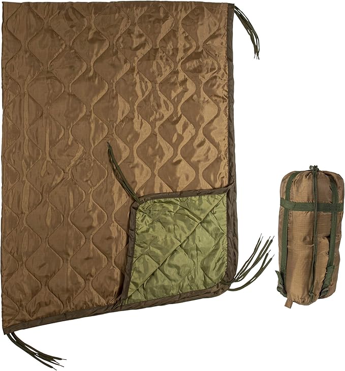 USGI Industries Military Woobie Blanket | Thermal Insulated Camping Blanket, Poncho Liner | Large, Portable, Insulation, Water-Resistant, for Hiking, Survival | Compression Carry Bag