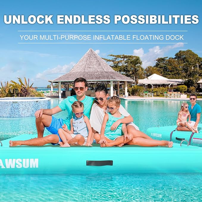 AWSUM Inflatable Floating Dock Air Dock Platform Floating Island Raft with None-Slip Surface for Pool Beach Ocean
