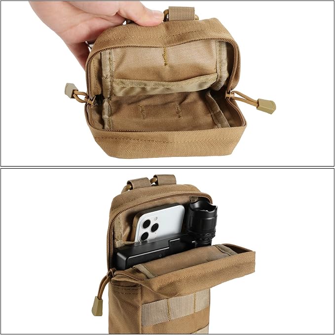 2 Pack Molle Pouches - Tactical Compact Water-Resistant EDC Pouch Bag Small Utility Pouch