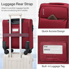 Hanke 16 Inch Underseat Carry On Luggage with Spinner Wheels Airline Approved, Small Rolling Suitcase Softside Underseater Lightweight TSA Travel Roller Suitcase Carry-On Bag(Burgundy)