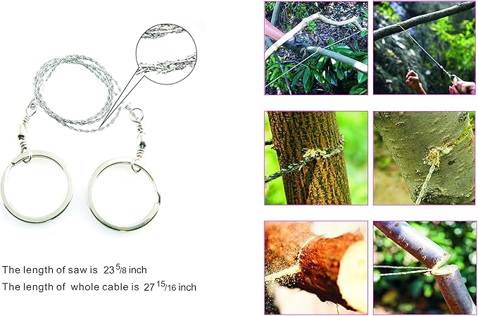 Survival Fire Starter Kit – 6 Bags Magnesium Shavings, 3.15" Ferro Rod, Wax Rope, Emergency Blanket, 14-in-1 Multi Tool Card, Wire Saw, Outdoor Camping Hiking Gear with Waist Bag