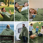 Camping Blanket, Packable, Lightweight Camp Quilt with Zipper, Multifunctional Outdoor Sleeping Blanket for Backpacking, Travel, Stadium, Beach