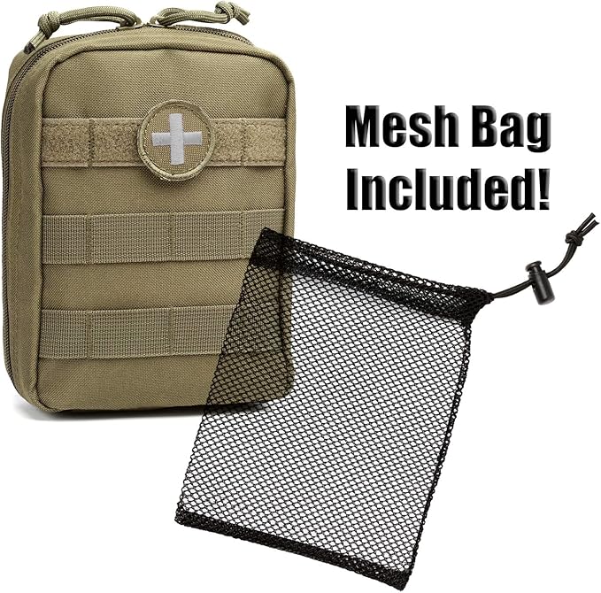 First Aid Molle Pouch - Heavy Duty IFAK Pouch - Empty Medical Pouch Ideal for Military Use EMTs Law Enforcement Camping and Hiking - Med Pouch for Optimal Organization