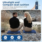 Inflatable Seat Cushion, Lightweight Self-Inflating Memory Foam Seat Cushion for Stadium Camping, Airplane Travel, Bleachers, Waterproof Portable Cushion Chair Pad with Carry Bag (Blue Grey)