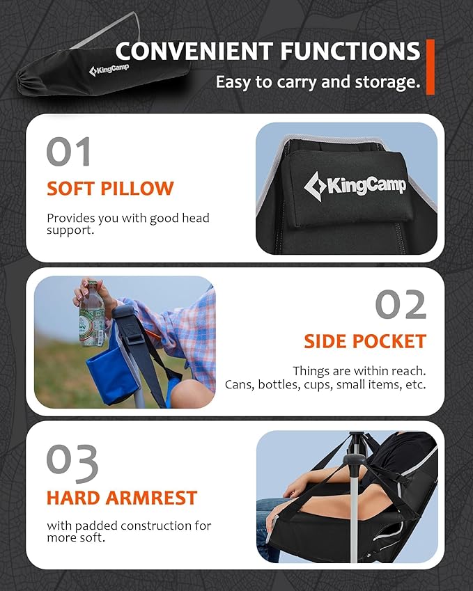 KingCamp Hammock Camping Chair, Swinging Portable Folding Camp Chairs for Adults Max 440lbs Heavy Duty Foldable Oversized Rocker with Aluminum Alloy Frame Cup Holder for Outdoor Beach Patio Sport