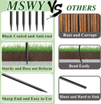 Rebar Stakes 16 Inch 20 Pack Heavy Duty Ground Anchors with Chisel Point End Long Straight Steel Tent Stakes 3/8" Thickness Metal Spikes Black Coated for Concrete Timber Camping Garden Plant