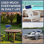 2 Pcs Outdoor Chaise Pillows, Headrest Pillow for Patio Chaise Lounge Chair with Adjustable Elastic Stripe Head Resting Pillows for Recliner Office Chair, Dark Blue