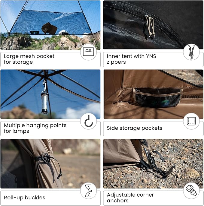 OneTigris JOVIAN 4 Person Camping Tent 3 Season Family Shelter Easy Setup Outdoor Backpacking with 2000mm Outer Rainfly, 5000mm Bottom & Waterproof Floor Mat