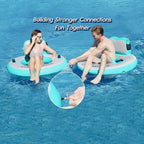 Round Floating Ring Inflatable Water Hammock Heavy Duty River Floats Lake Raft for Adults Tanning Pool Lounger Float Island Platform Pad Mat for Party