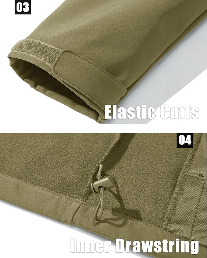 MAGCOMSEN Men's Fleece Lined Softshell Jacket Waterproof Windbreaker Rain Jacket for Tactical Hiking