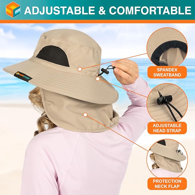 SUN CUBE Wide Brim Sun Hat Men Women, Fishing Hats Sun UV Protection, Mens Hiking Bucket Hat Safari Beach Boonie, UPF 50+