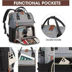 Focdod Women Laptop Backpack Work Bag: 17 inch Travel Computer Backpacks for Nurse Teacher Waterproof College Bookbag with USB Charger Anti-theft Casual Business Backpack Purse Black Grey Brown
