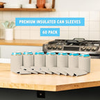 Blank Beer Can Cooler Sleeves (60-Pack) Soft Insulated Beer Can Coolies - HTV Friendly Blank Koolies in Bulk for Beer Cans & Bottles - Coolie Blanks for Vinyl Projects & Wedding Favors (Stone)