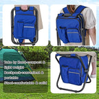 Kikerike Backpack Stool Cooler Chair Heavy Duty 400 LBS Max Load Portable Lightweight Stool Backpack Folding Fishing Cooler Seat for Camping Hunting Fishing - Dark Blue
