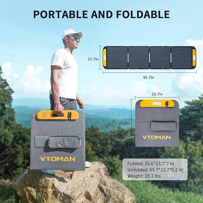 VTOMAN 2376Wh Portable Power Station Bundle with Extra Battery & 200W Solar Panel Included - Up to 3000W Solar Power Generator for Home Backup, Off-grid, Road Trip, RV, Camping, Fishing, Emergencies