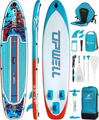 UPWELL 11’6”/11'2”/11'/10'8”/10'6”/10'2” Inflatable Stand Up Paddle Board with sup Accessories Including Backpack, Repairing Kits, Non-Slip Deck, Leash, 3 Fins, Paddle and Hand Pump