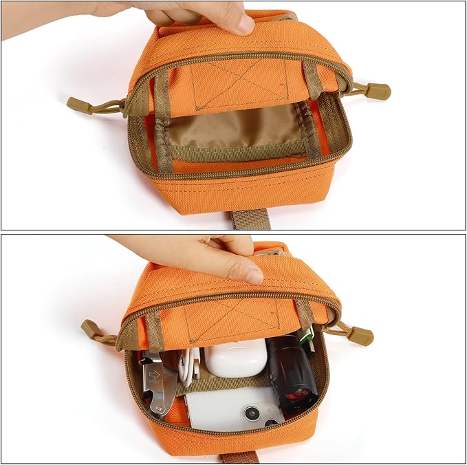 2 Pack Molle Pouches - Tactical Compact Water-Resistant EDC Pouch Bag Small Utility Pouch