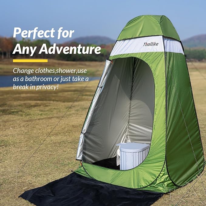 Upgrade Pop Up Privacy Shower Tent 55" x 55" x 83", Portable Camping Shower Tent, Camping Toilet Changing Room with Rain Shelter & Extended Floor Mat, Dressing Room for Beach