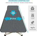 ATORPOK Oversized Camping Cot for Adults, Extra Wide 31.5'' Folding Bed with Carry Bag, Lightweight 500lbs Support, Portable Sleeping Cot for Home, Office, Camping