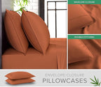 Split King Sheets by Pure Bamboo, Genuine 100% Organic Viscose Derived from Bamboo Bed Sheet Set, Soft & Cooling, Double Stitching *Not for Split Top (Split King, Terracotta)