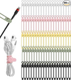 100Pcs Silicone Cable Ties Cord Organizer for Bundling Earphone, Phone Charger, Computer Cords, Reusable Cable Ties Wire Organizer in Home,Office,Kitchen,School (5 Colors)
