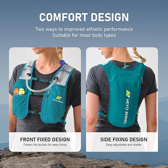 N NEVO RHINO Running Hydration Vest for Women 1.5L Water Bladder Backpack 5L Small -Lightweight Breathable Hydration Vest for Hiking Trail Running Cycling Marathon for Women