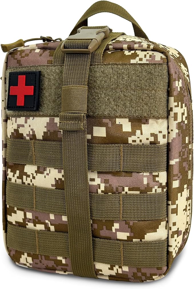 Survival First Aid Kit, MOLLE Medical Pouch Tactical First Aid Kit for Home, Car, Hiking, Travel, Camping, Desert