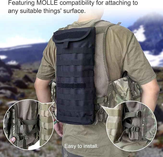 5L Hydration Pack, Water Backpack with 3L Water Bladder, MOLLE System for Outdoor Hiking, Biking, Running