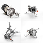 Backpacking Stove Portable Camping Stove Hiking Stove Backpack Stove With Piezoignition Support Wind-Resistance For Outdoor cooking tongs (Black)