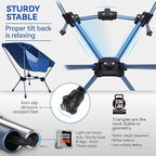 MARCHWAY Lightweight Folding Camping Chair, Portable Foldable Compact for Outdoor Camp, Travel, Beach, Picnic, Festival, Hiking, Backpacking, Supports 330Lbs (Dark Blue)