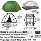 Naturehike Mongar UL Tent [2025 Upgrade] 1.5kg/3.3lb Ultralight Tents,1/2 Person Backpacking Tent,4 Modes of use, Waterproof,Hiking Tents for Camping