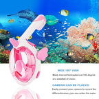 Kids Snorkel Mask, Full Face Snorkel Mask for Kids 4-16, 180 HD View Anti-Fog Anti-Leak Snorkel Mask for Kids Snorkel Set Snorkeling Gear for Kids