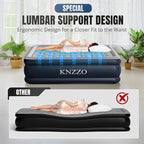 Full Air Mattress with Built-in Pump, 18" Top Inflatable Mattress with Waterproof Flocking Fabric, Three-Minute Quick-Inflatable Bed. Portable Blow Up Mattress for Home, Outdoor and Guests