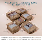 6-Pack Compression Packing Cubes Travel Essentials - Lightweight, Water-Resistant Luggage Organizer Bags with Handles, Durable Travel Accessories Suitcase Organizer (Mocha)