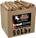50lb Fatwood Fire Starter Sticks | 100% Natural Fire Starters for Fire Pit, Wood Stoves, Fireplaces & Bonfire | Easy Start w/Just 2 Sticks Burns in All Weather Conditions by Billy Buckskin (50lb Box)