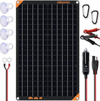 SUNAPEX 30W 12V Solar Panel Battery Charger Maintainer, Portable Waterproof Solar Trickle Charger with Built-in Charge Controller, Cig Plug, Alligator Clips, O-Rings for Car, Truck,Tractor, Boat, etc