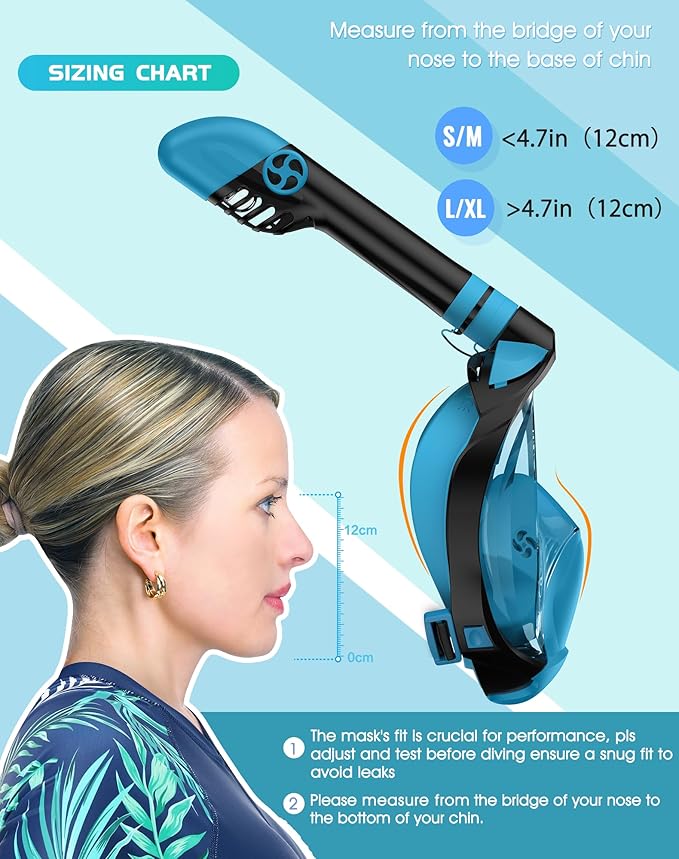 Zenoplige Full Face Snorkel Mask Adults,Dry-Top Snorkeling Gear with Camera Mount,Foldable 180-Degree Panoramic Scuba Mask for Snorkeling Diving Swimming Travel,Snorkel Mask Anti-Fog & Anti-Leak