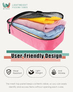 WTREE 4-Piece Packing Cubes Travel Accessories Set for Suitcases - Luggage Organizer Bags with Double Zipper - Mesh Top - Small - Pink