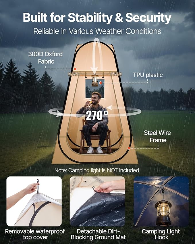 VEVOR Pop up Sports Tent, 8 Sizes Optional Clear Bubble Tent for 1-6 Person, Waterproof Outdoor Pod with Floor Mat & Top Cover, Garden Igloo Dome Tents Camping Shelter for Sports Watching
