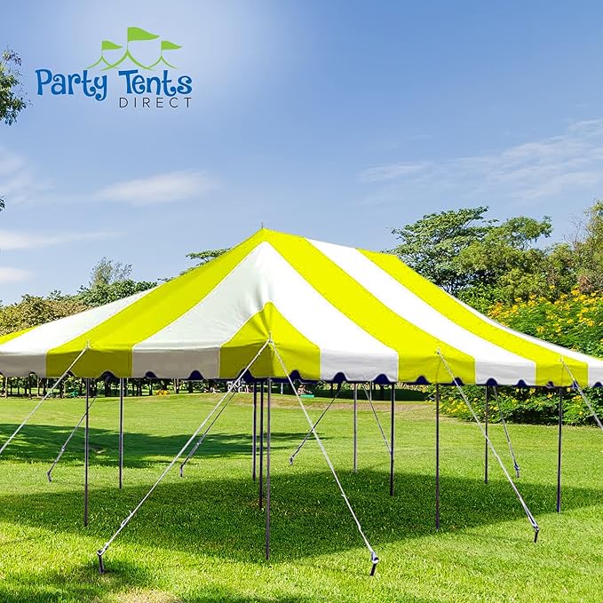 Party Tents Direct 20'x20' Weekender Standard Canopy Pole Tent - Easy Up Canopy Tent with 80 Person Capacity - Outdoor Canopies for Parties, Weddings, & Events (Yellow/White Top)