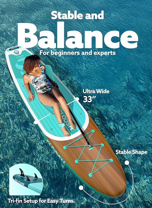 SLOOSH Inflatable Stand Up Paddle Board, 10'6" Paddle Boards with Premium Accessories, Non-Slip EVA Deck, Ultra-Light Carry Bag Pump, Ripple SUP for Youth & Adults of All Skill Levels